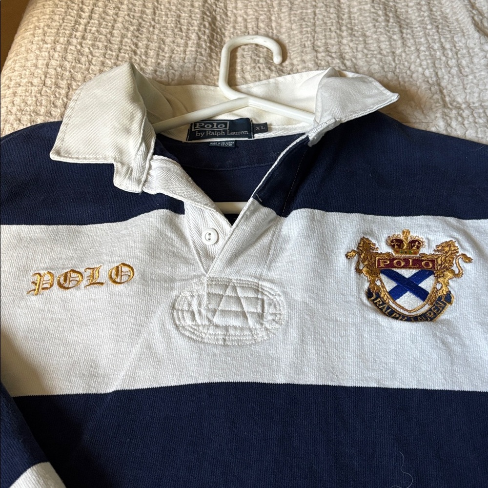 Ralph Lauren Classic Navy and Cream rugby shirt
